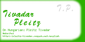 tivadar pleitz business card